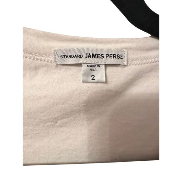 James press v neck basic long sleeve tee shirt Sz 2 medium white NEW cotton Lycr - Picture 4 of 5